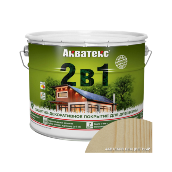 Антисептик лессирующий 9л бесцветный Акватекс