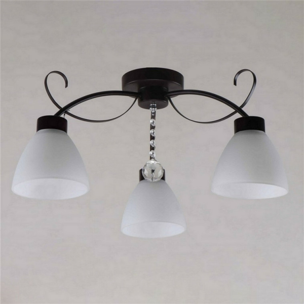 Люстра 3*60Вт Е27  плафон стекло черный 55*55*26см 12м2 Baizheng