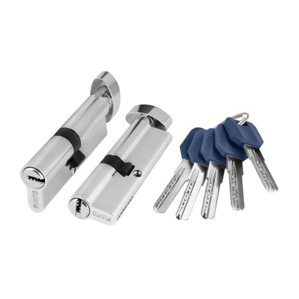 Цилиндровый механизм Z4002Knob60 25+10+25 с вертушкой CP хром Punto