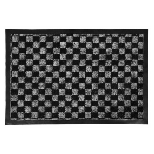 Коврик придверный Hall  влаговпитывающий серый клетка 40*60см
