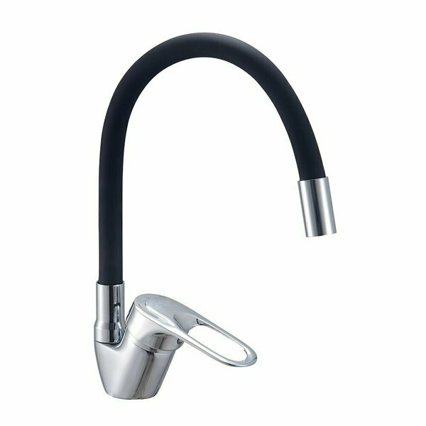 Смеситель для кухни однорычажный силиконовый излив черный латунь EH 519 Elastic hose black VODA