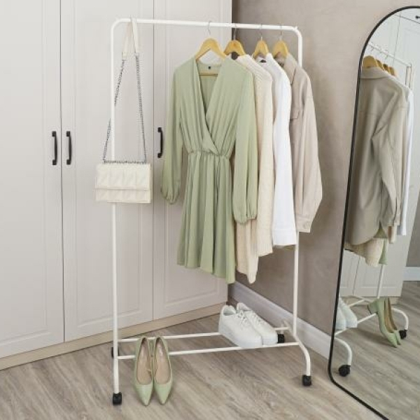 Вешалка металлическая гардеробная 152*39*82 см белый Радуга 2 ЗМИ