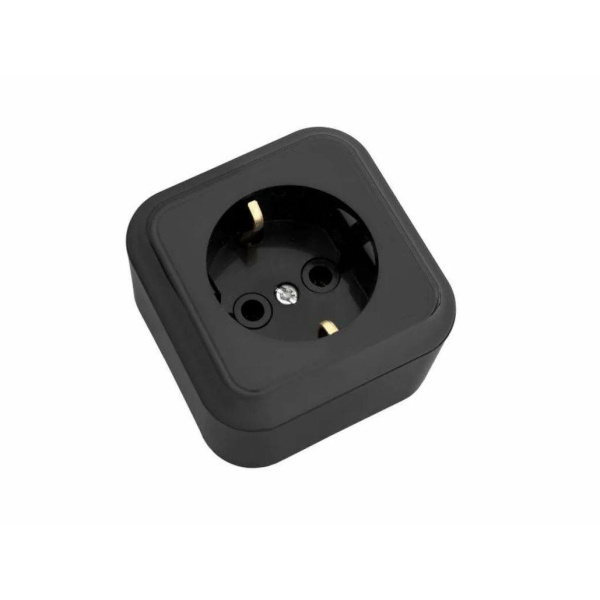 Розетка ОУ 1 мест. черная с з/к BOLLETO 7028B IN HOME