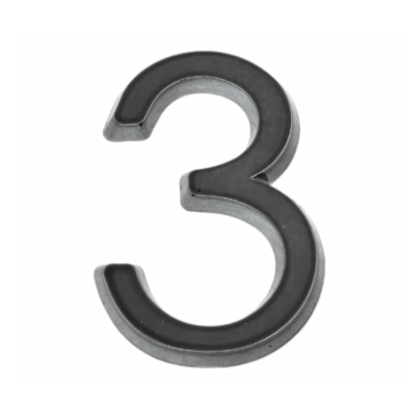 Цифра дверная "3" на клеевой основе черный FUARO