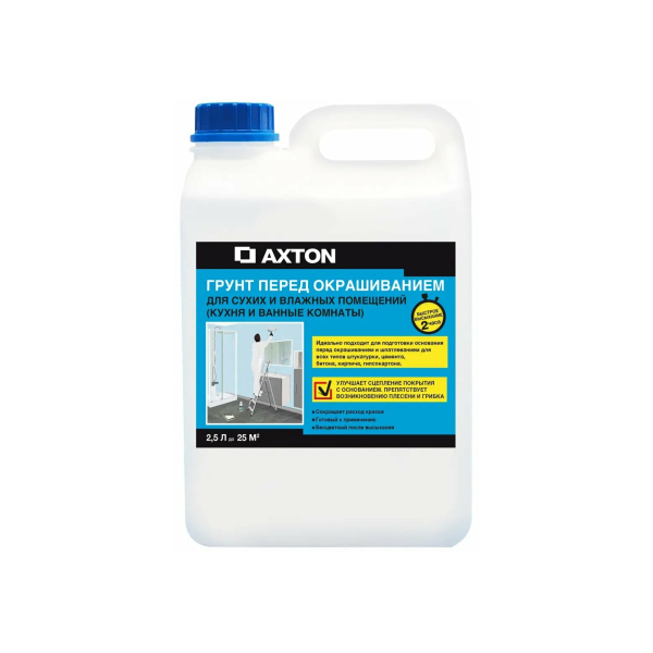 Грунтовка для сухих и влажных помещений 2,5л Axton