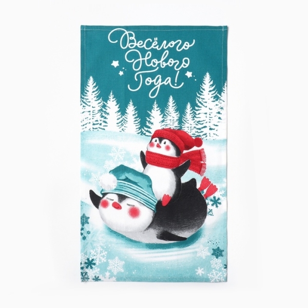 Набор полотенец кух. "Доляна" Веселого Нового года 35х60см-4шт, 100% хл 6990934
