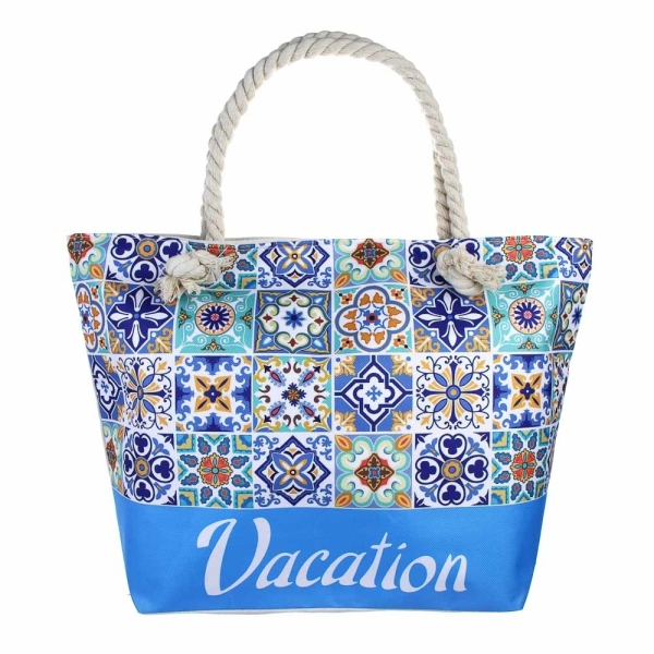ЮL Майолика Сумка пляжная с ручками-канатами, полиэстер, 49Х33Х14см, 4 цвета, СЗВЛ25-02
