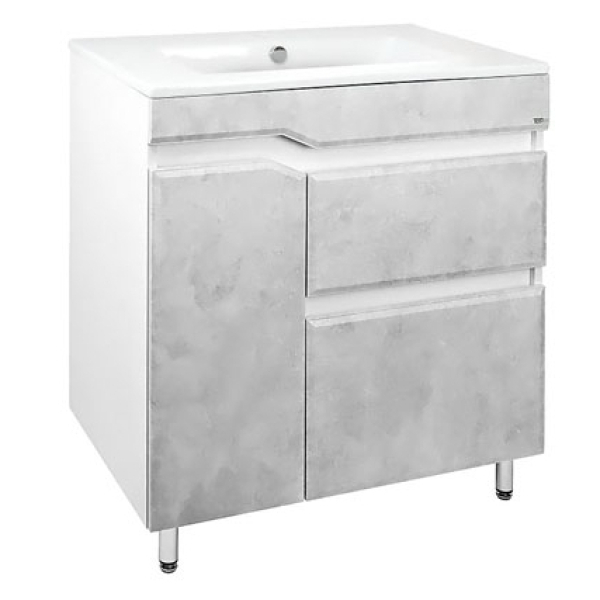Тумба напольная Валенсия 75 (758) камень светлый с умывальником Квадро 75 Flamenco