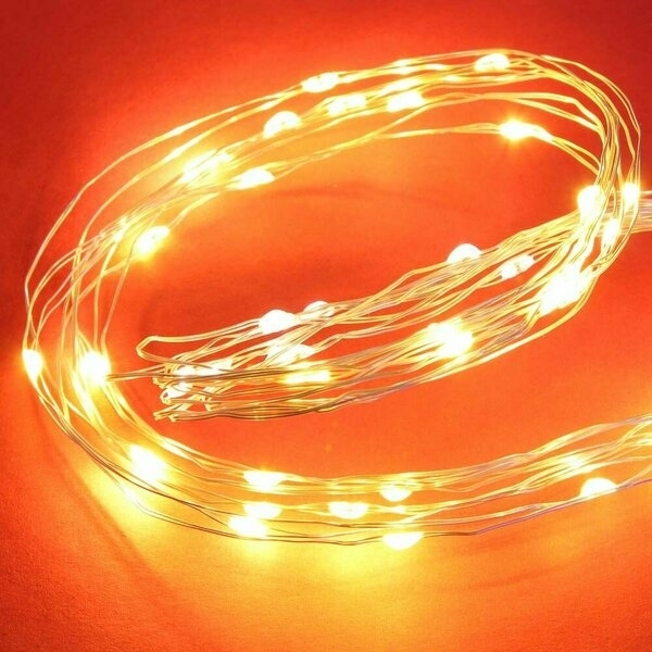Гирлянда эл. нитка росы 1м, 10 LED, шампань, питание 2xCR2032 СНОУ БУМ