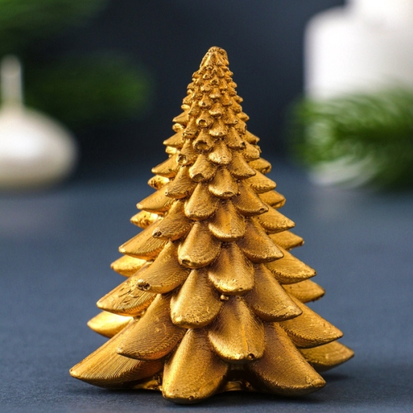 Свеча новогодняя Елочка 6*6*7см золото