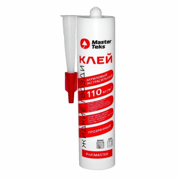 Жидкие гвозди экстрасильный 280гр 110 кг/м2 прозрачный MasterTeks ProfiMaster