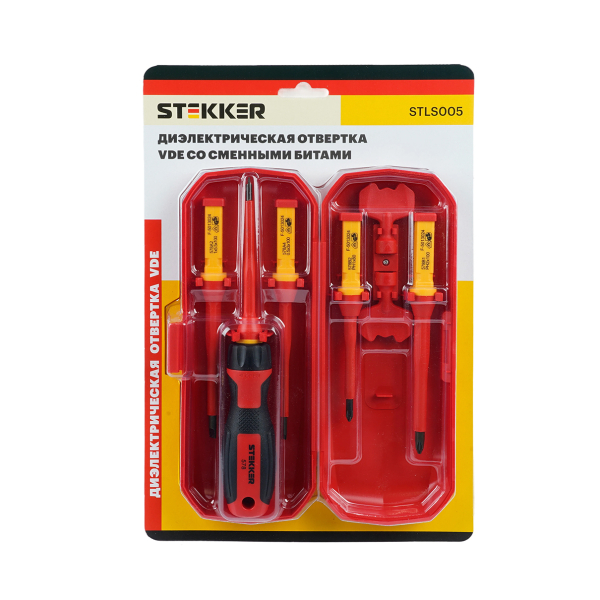 Отвертка со сменными битами диэлектрическая 8 предметов STLS005 Stekker