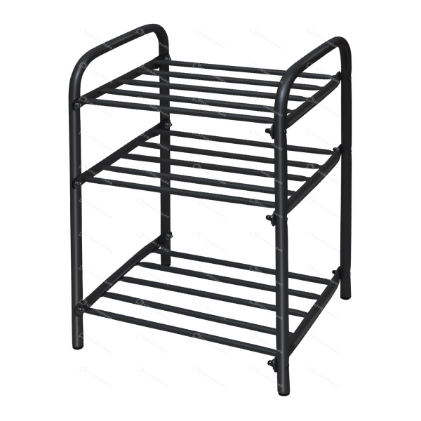 Этажерка для обуви металлическая 3 полки серый/черный Ника