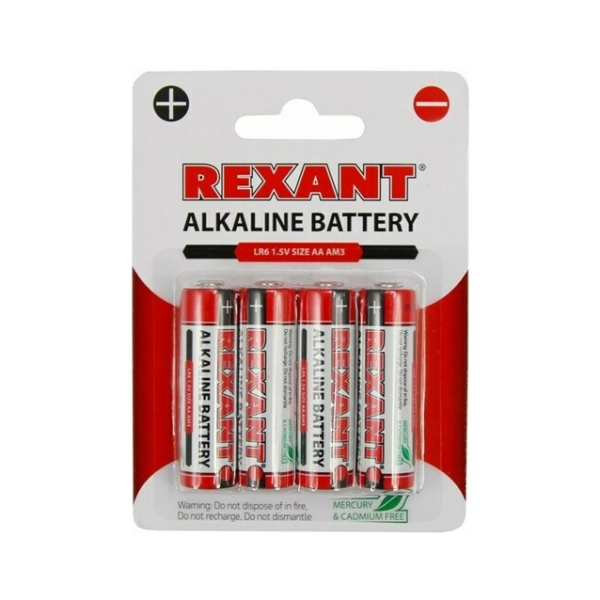 Батарейка алкалин AA LR6 BL4 REXANT