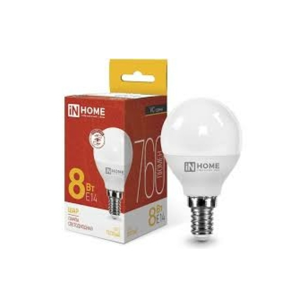 Лампа св/д Е27 LED-шар-deco 8Вт 3000К  IN HOME