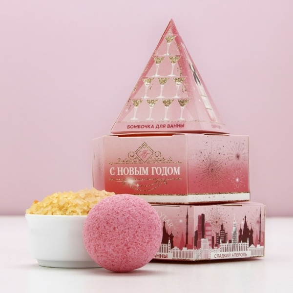 Подарочный набор С Новым Годом бомбочка для ванны 40гр соль для ванны 350гр Чистое счастье