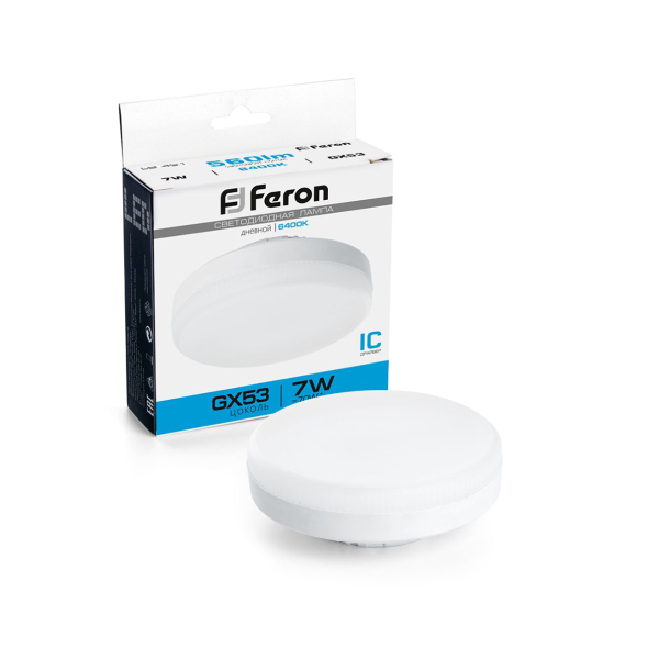 Лампа св/д таблетка GX53  7Вт 6400K Feron