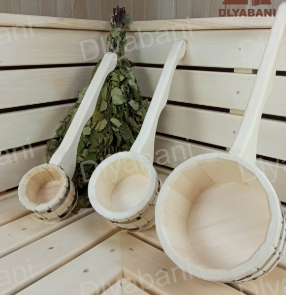 Ковш банный 0,6л с горизонтальной ручкой липа