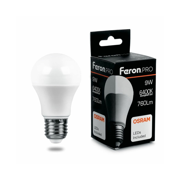 Лампа св/д A60 9Вт 6400K E27 OSRAM LED Feron.PRO