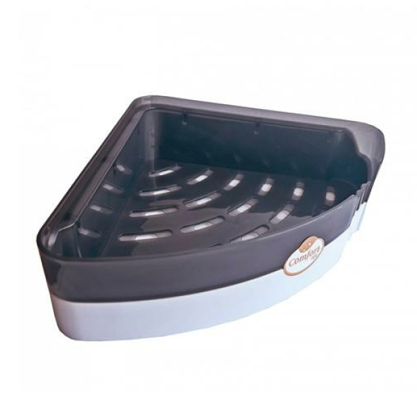 Полка 1-ярусная угловая 215*60*215мм пластик тонированный COMFORT LIFE