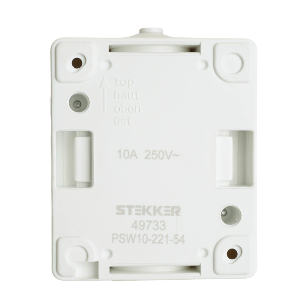 Выключатель ОУ 2 кл. IP54 белый/серый ВЕЛЕНА PSW10-221-54 STEKKER