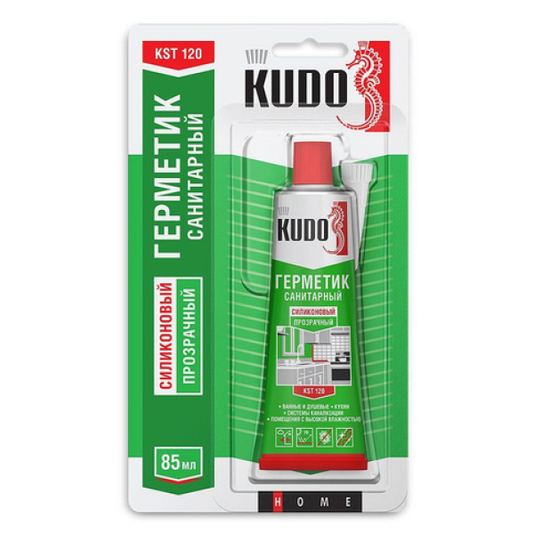 Герметик силиконовый санитарный прозрачный в тюбике 85 мл KUDO KST-120