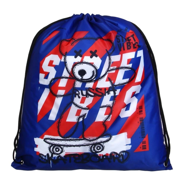 Мешок для сменной обуви на завязках "Скейтборд", увеличенный размер 40x47см, полиэстер