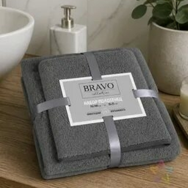 Набор полотенец 30*60см/70*130см махровых серых Bravo