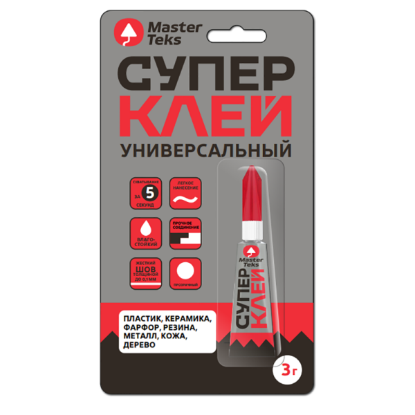 Супер клей гель цианакрилатный универсальный 3гр MasterTeks