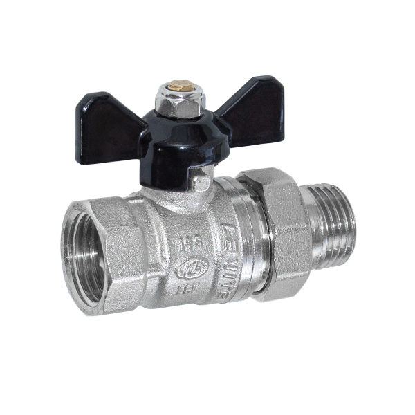 Кран шаровый с накидной гайкой 1/2" вр-нр 25 бар пр бабочка LAVITA Medium