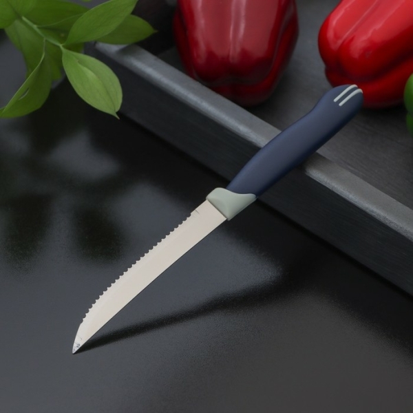 Нож для мяса 11,5см зубчатое лезвие Страйп Доляна