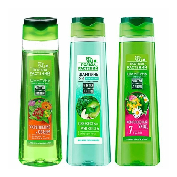 Шампунь для волос Чистая Линия 3 вида 385мл