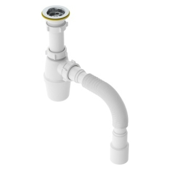 Сифон для мойки 1-1/2"*40мм нерж.выпуск с гофрой 40*40/50мм B0115-30-АК САНДЕСАНТ