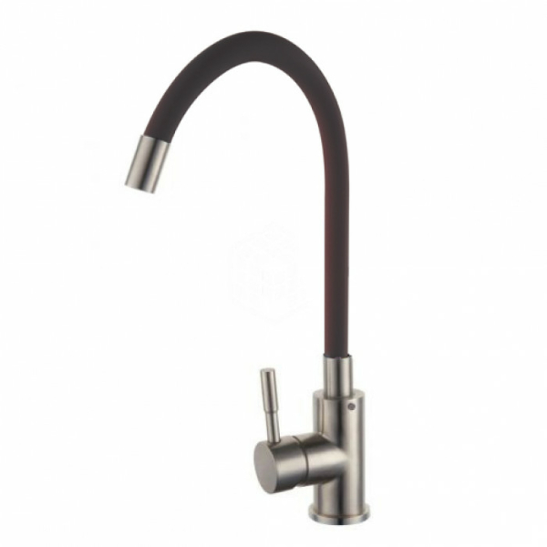 Смеситель для кухни однорычажный силиконовый излив серый нерж.сталь B4065 DIKALAN