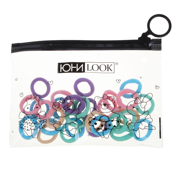 ЮНИLOOK Резинки для волос 40шт, d2см, полиэстер, 5 цветов, ACS-89