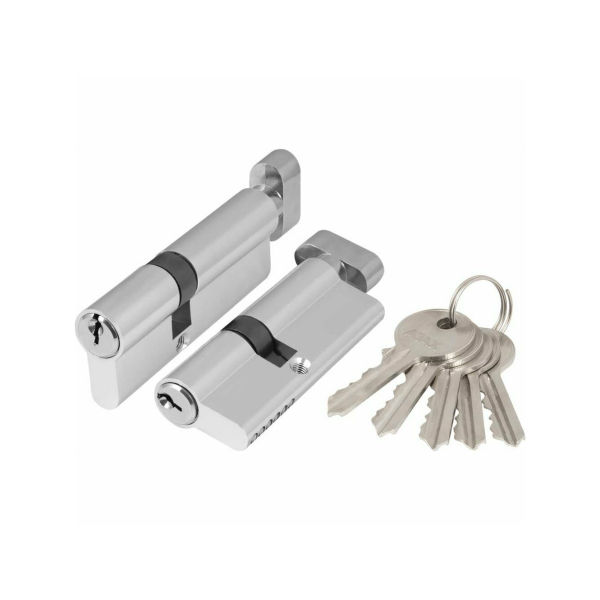 Цилиндровый механизм AX1002Knob70 (30+10+30) CP хром с вертушкой AJAX