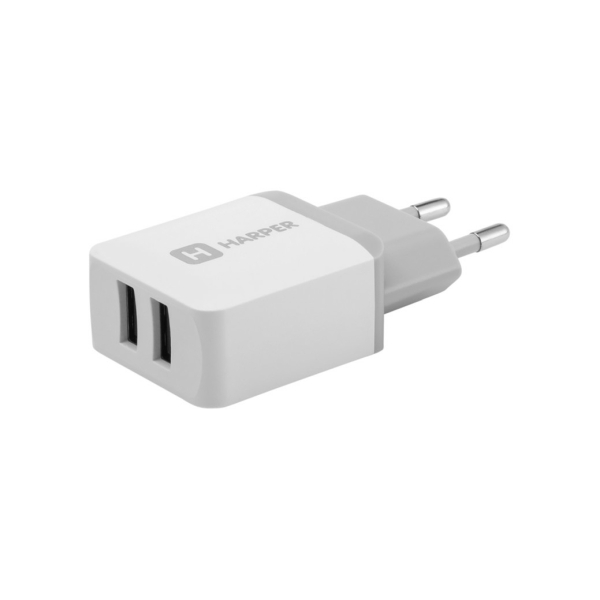 Зарядное устройство 2*USB Type-A 2,1А WCH-8220 WHITE HARPER