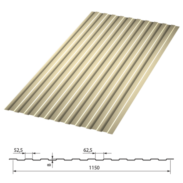 Профлист С8 (1015) светлая слоновая кость 6 м.-0,4