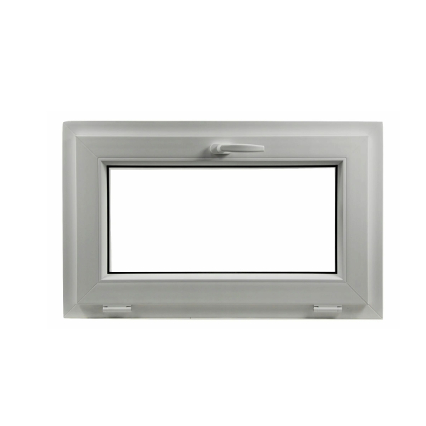 Окно ПВХ 1200*450 мм, однокамерное 24 мм, Окно-фрамуга, одностворчатое, откидное, горизонтальное EXPROF 58/3 мм, белое