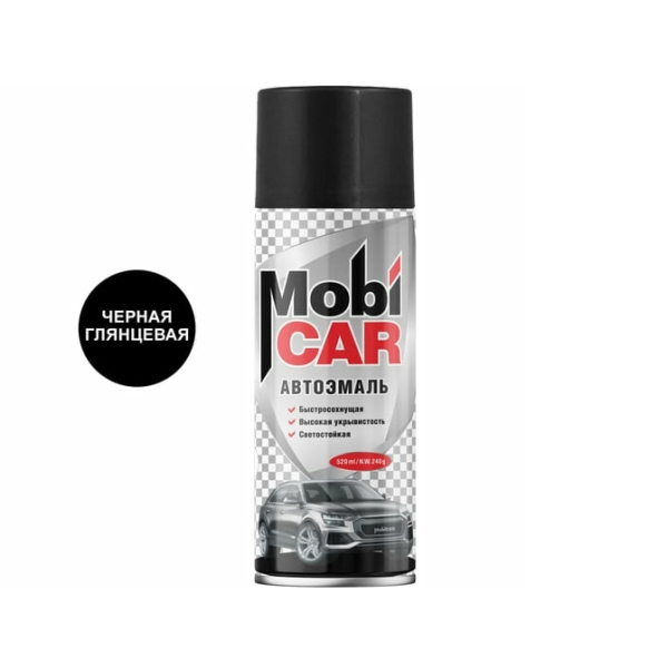 Автоэмаль аэрозольный черный 601 520мл Mobicar