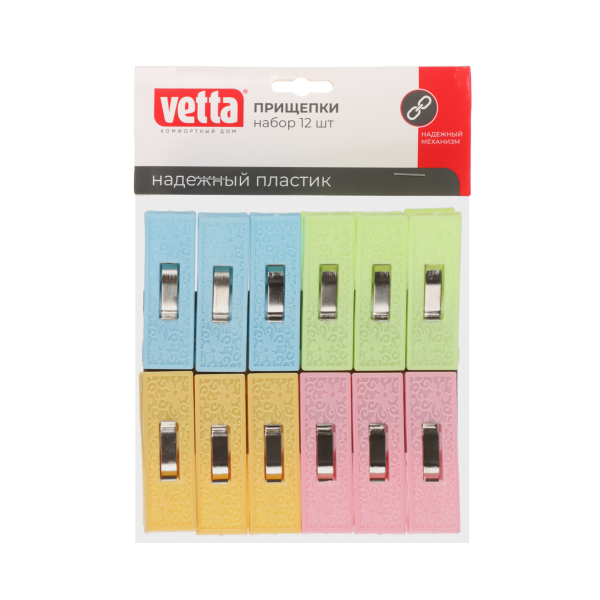 VETTA Набор прищепок 12шт, Кружево, пластик, металл, 4 цвета