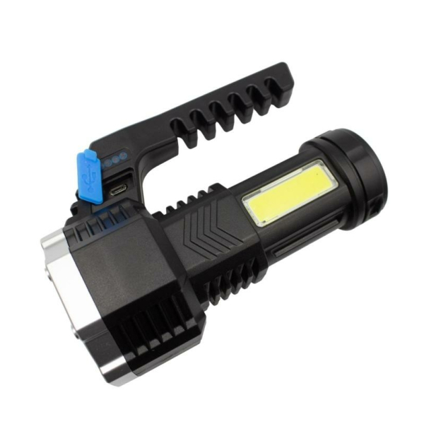 фонарь ручной 3W 7св/д +COB 4 реж черн/пластик,USB, бокс (акк. 4V 0.7Ah) Ultraflash