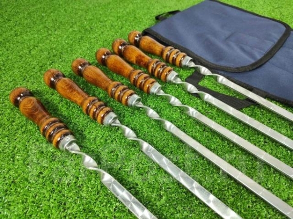 Шампур 6шт. 670*12*3мм нерж.сталь чехол НЧУ-ШД-002