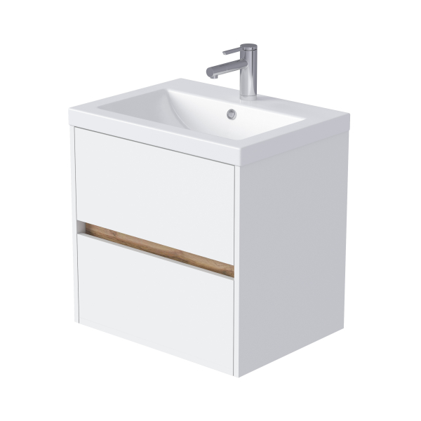 Тумба подвесная Велли 50П белая аляска/дуб вотан (под умывальник Сомо 50) 1MARKA