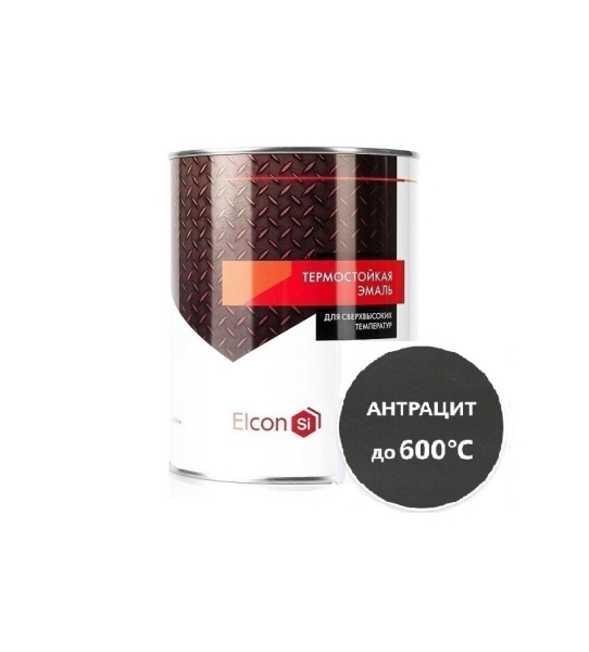 Эмаль термостойкая антрацит до 600град.С 0,8кг Elcon