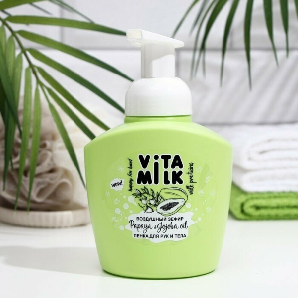 Пенка для рук тела Воздушный зефир манго, масло персика 400мл Loren+VITAMILK