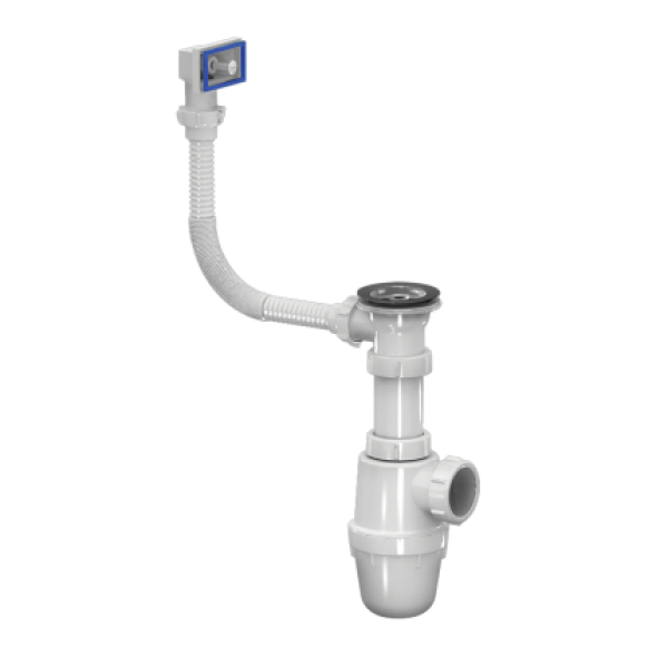Сифон для мойки 1-1/2"*40мм прямоуг.перелив без гофры AQB0150 AQUATTRO