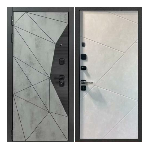 Дверь 9 см Геометрия/ Бетон снежный  860*2050  П Сибирский Стандарт