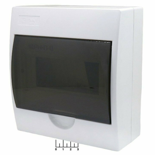 Бокс ЩРН-П- 8 модулейбелый с дымчатой дверцей IP41 Standart ЭРА