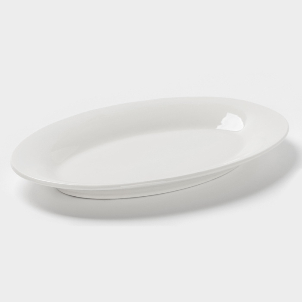 Блюдо фарфоровое овальное c утолщённым краем White Label, 25,5×17×2 см, цвет белый